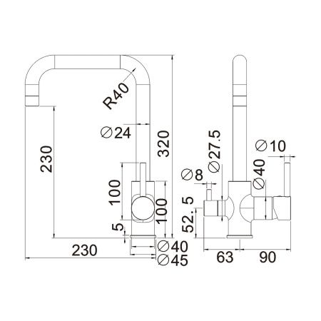 Смеситель для кухни BELZ B76802-3 оружейная сталь с подключением к фильтру питьевой воды