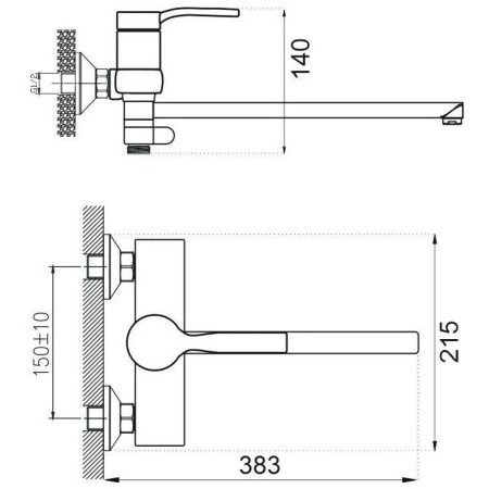 Смеситель для ванны BELZ B22612 хром