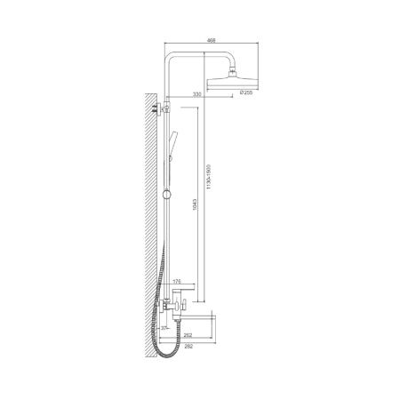 Душевая система с изливом BELZ B24813-3 оружейная сталь