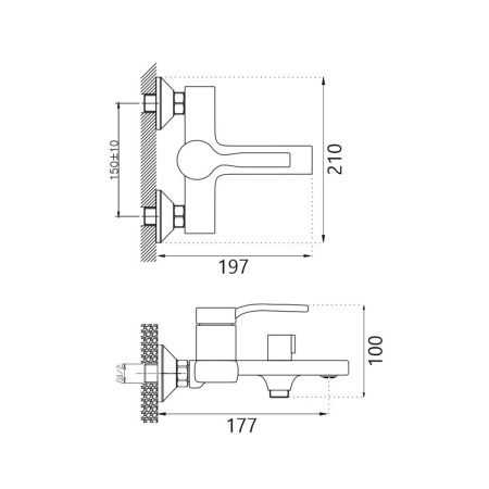 Смеситель для ванны BELZ B60612 хром