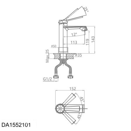 Смеситель для раковины D&K Bayern.Bamberg DA1552101 хром