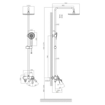 Душевая система D&K Bayern.Bamberg DA1553701B18 хром, с изливом