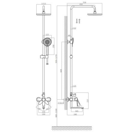 Душевая система D&K Bayern.Munchen DA1563708B18 белый, с изливом