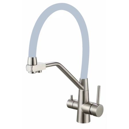 Смеситель для кухонной мойки Fmark FS0662-L04 под фильтр питьевой воды с гибким серым изливом