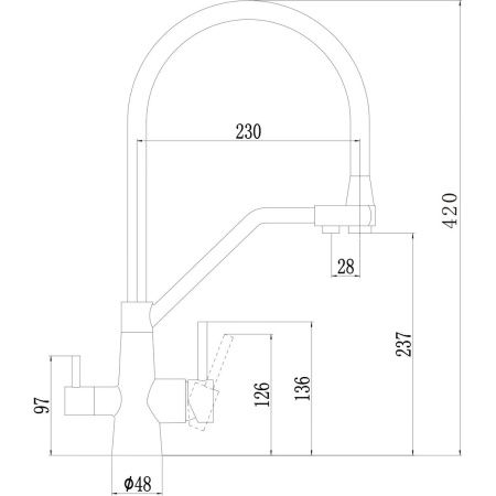 Смеситель для кухонной мойки Fmark FS0662-L04 под фильтр питьевой воды с гибким серым изливом