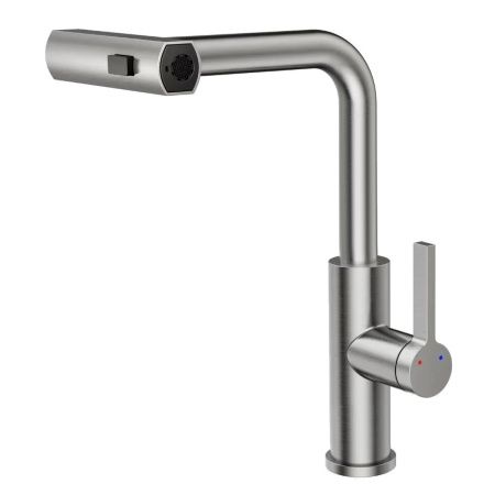 Смеситель для кухни RUSH Tinos TI3732-18 хром, с выдвижной лейкой, поворотным аэратором, 4 режима