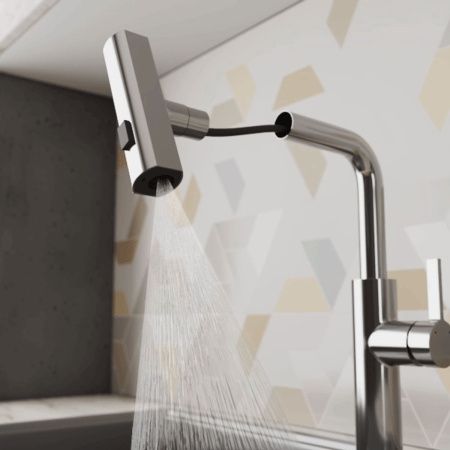Смеситель для кухни RUSH Tinos TI3732-18 хром, с выдвижной лейкой, поворотным аэратором, 4 режима