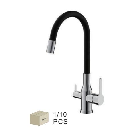 Смеситель для кухни BELZ B76814 с подключением к фильтру питьевой воды, корпус хром, излив черный, С подключением к фильтру питьевой воды, , BELZ