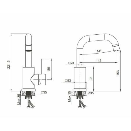 Смеситель для раковины BELZ B10810-3 оружейная сталь, Серия B810, , BELZ