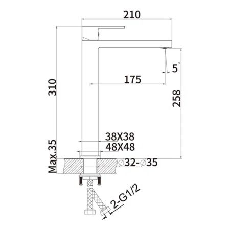 Смеситель для раковины BELZ B11613-7 черный, Серия B613, , BELZ