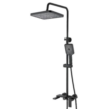 Душевая система с изливом BELZ B24678-7 верхний душ, лейка, черный, Душевые системы с изливом, , BELZ