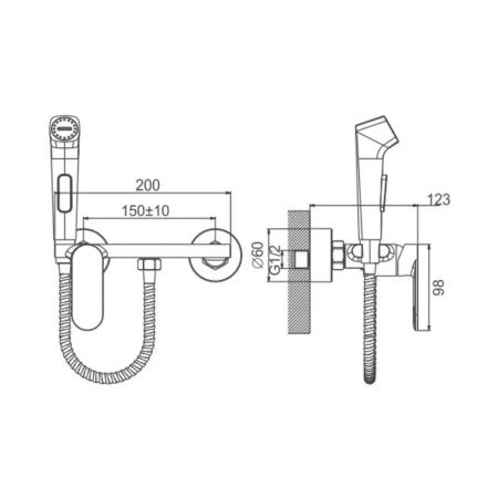 Смеситель с гигиеническим душем BELZ B55653-5 золото, Серия B653, , BELZ