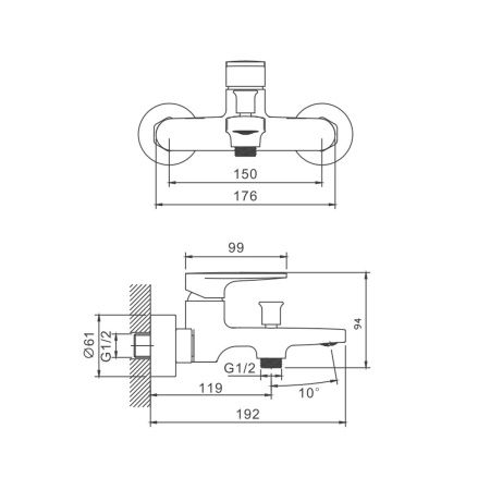 Смеситель для ванны BELZ B61713 хром, Серия B713, , BELZ