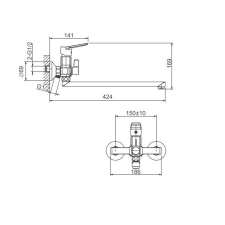 Смеситель для ванны BELZ B22715 хром, Серия B715, , BELZ