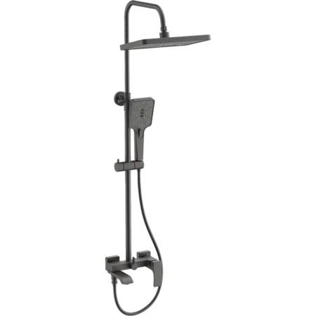Душевая система с изливом BELZ B24507-3 верхний душ, лейка, оружейная сталь, Душевые системы с изливом, , BELZ