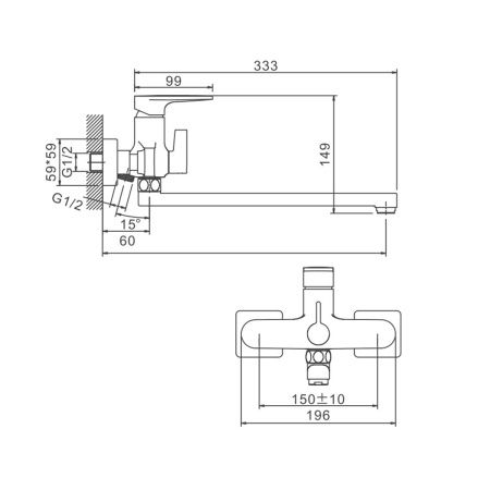 Смеситель для ванны BELZ B22713 хром, Серия B713, , BELZ
