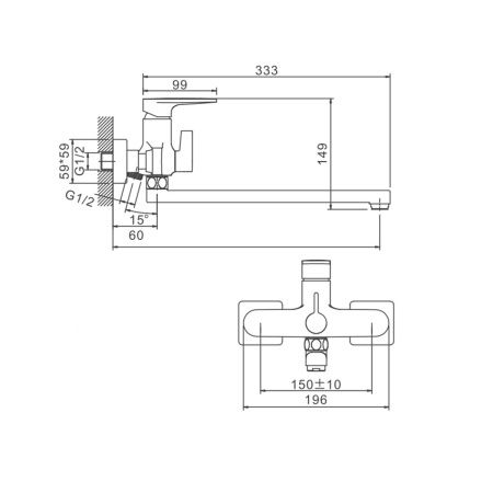 Смеситель для ванны BELZ B22713-3 оружейная сталь, Серия B713, , BELZ