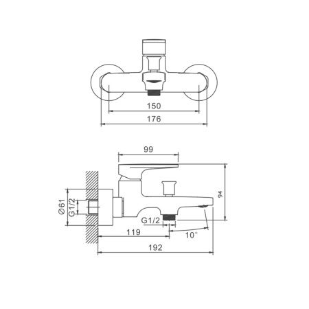 Смеситель для ванны BELZ B61713-3 оружейная сталь, Серия B713, , BELZ