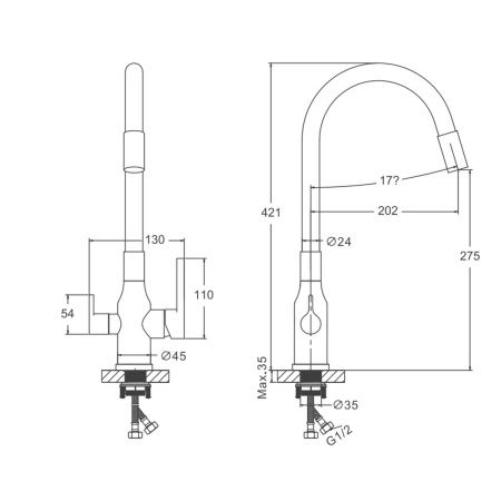 Смеситель для кухни BELZ B76814-7 с подключением к фильтру питьевой воды, черный, С подключением к фильтру питьевой воды, , BELZ