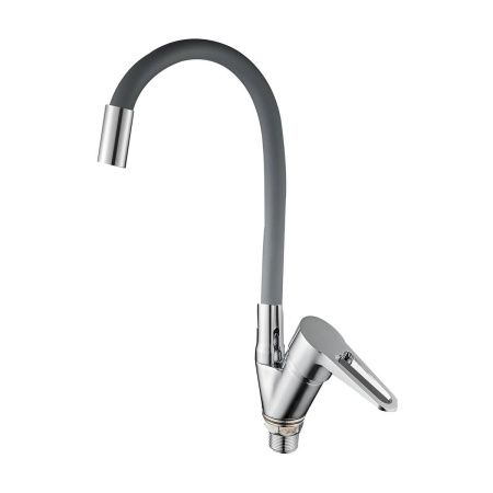 Смеситель для кухни D-Lin D150303-2 с гибким силиконовым изливом серый/хром, Коллекция 3, , D-Lin