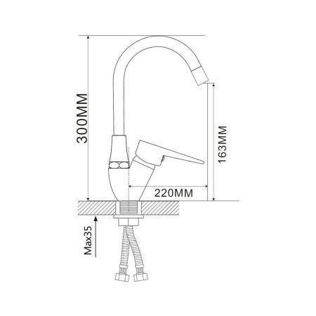 Смеситель для кухни D-Lin D150303-2 с гибким силиконовым изливом серый/хром, Коллекция 3, , D-Lin