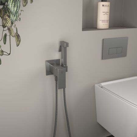 Смеситель c гигиеническим душем встраиваемый RUSH Thira TR3635-99Grey, графит, Коллекция Thira, , RUSH
