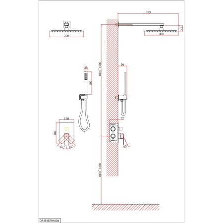 Душевая система для душа D&K Bayern.Liszt DA1515708A04 белый встраиваемый , Душевые системы встраиваемые, , D&K