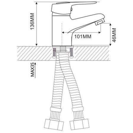 Смеситель для раковины Ammore A1040 хром, Коллекция 40, , Ammore