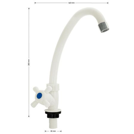 Кран на одну воду BRIMIX 6614 металлокерамика из высокопрочного пластика, ручка крест, белый                            , Кран на одну воду пластиковый, Китай, Санакс