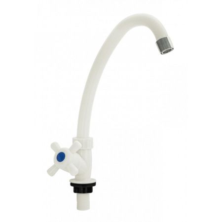 Кран на одну воду BRIMIX 6614 металлокерамика из высокопрочного пластика, ручка крест, белый                            , Кран на одну воду пластиковый, Китай, Санакс