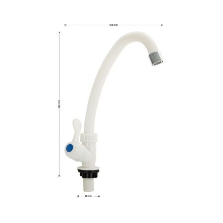 Кран на одну воду BRIMIX 6613 металлокерамика из высокопрочного пластика, белый                         , Кран на одну воду пластиковый, Китай, Санакс