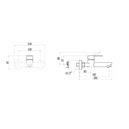 Смеситель для ванны Fmark FS8202H без выхода на душ, черный