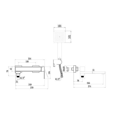 Смеситель для ванны Fmark FS8724-22H черный