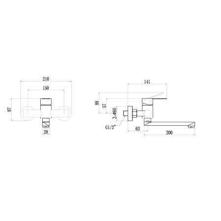 Смеситель для кухни настенный Fmark FS8207H черный