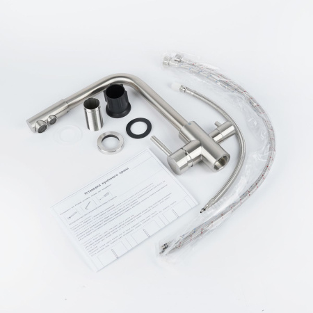 Смеситель для кухни Wasser Zimmer ZM-6607B-A с подключением к фильтру питьевой воды, сатин, SUS304, Смесители Wasser Zimmer, , Wasser Zimmer