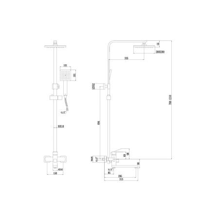 Душевая стойка Fmark со смесителем, лейкой и тропическим душем FS8145-25H, Коллекция FS81H, , SAVOL