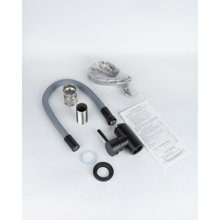 Смеситель для кухни Wasser Zimmer ZM-7728-2H-761 черный с гибким серым изливом, SUS304, Смесители Wasser Zimmer, , Wasser Zimmer