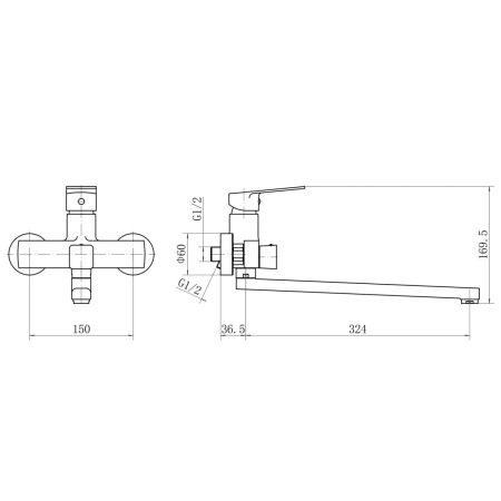 Смеситель для ванны PLStart PD22015 с длинным изливом, Смесители ТМ PLStart, , FASHUN