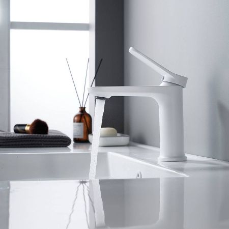 Cмеситель для раковины Shevanik S4301C белый матовый, Коллекция S43, , Shevanik