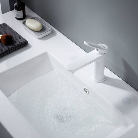 Cмеситель для раковины Shevanik S4301C белый матовый, Коллекция S43, , Shevanik