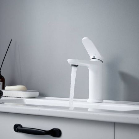 Cмеситель для раковины Shevanik S4301C белый матовый, Коллекция S43, , Shevanik