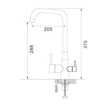 Смеситель для кухни Shevanik S528H с подключением фильтра питьевой воды, черный, Смесители с подключением к фильтру питьевой воды, , Shevanik