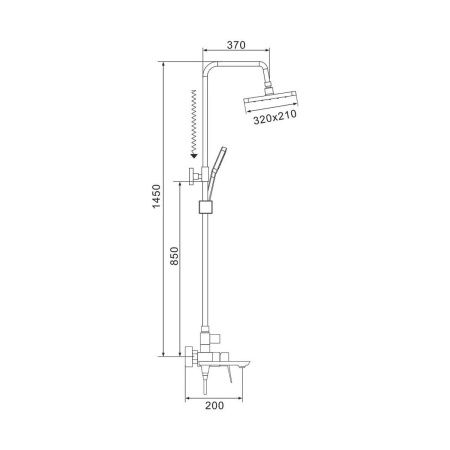 Душевая система Shevanik S4436C верхний душ, лейка, белая, Коллекция S44, , Shevanik