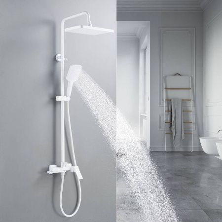Душевая система Shevanik S4436C верхний душ, лейка, белая, Коллекция S44, , Shevanik