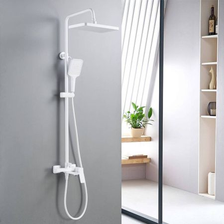 Душевая система Shevanik S4436C верхний душ, лейка, белая, Коллекция S44, , Shevanik