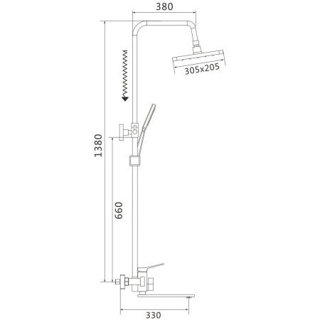 Душевая система Shevanik S6136G верхний душ, лейка,, золотой сатин, Коллекция S61, , Shevanik