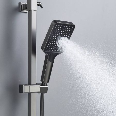 Душевая система Shevanik S4636T верхний душ, лейка, оружейная сталь, Коллекция S46, , Shevanik