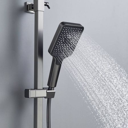 Душевая система Shevanik S4636T верхний душ, лейка, оружейная сталь, Коллекция S46, , Shevanik