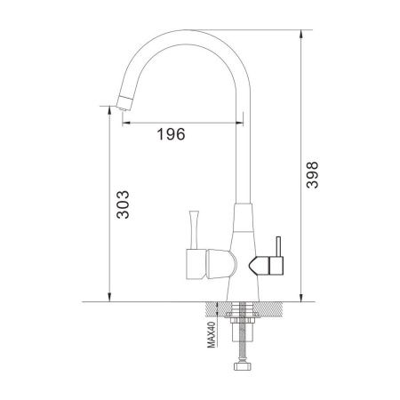 Смеситель для кухни Shevanik S428G с подключением фильтра питьевой воды, SUS304, золотой сатин , Смесители с подключением к фильтру питьевой воды, , Shevanik