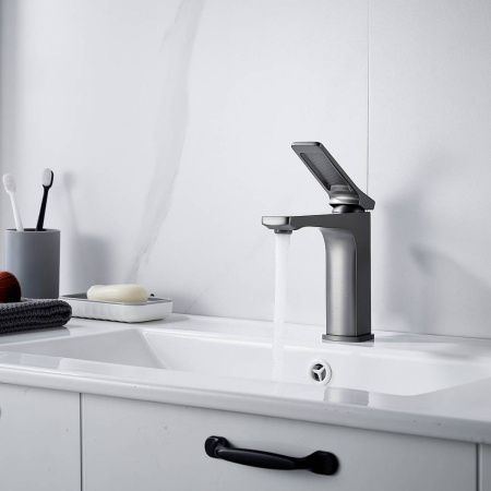 Cмеситель для раковины Shevanik S4601T оружейная сталь, Коллекция S46, , Shevanik